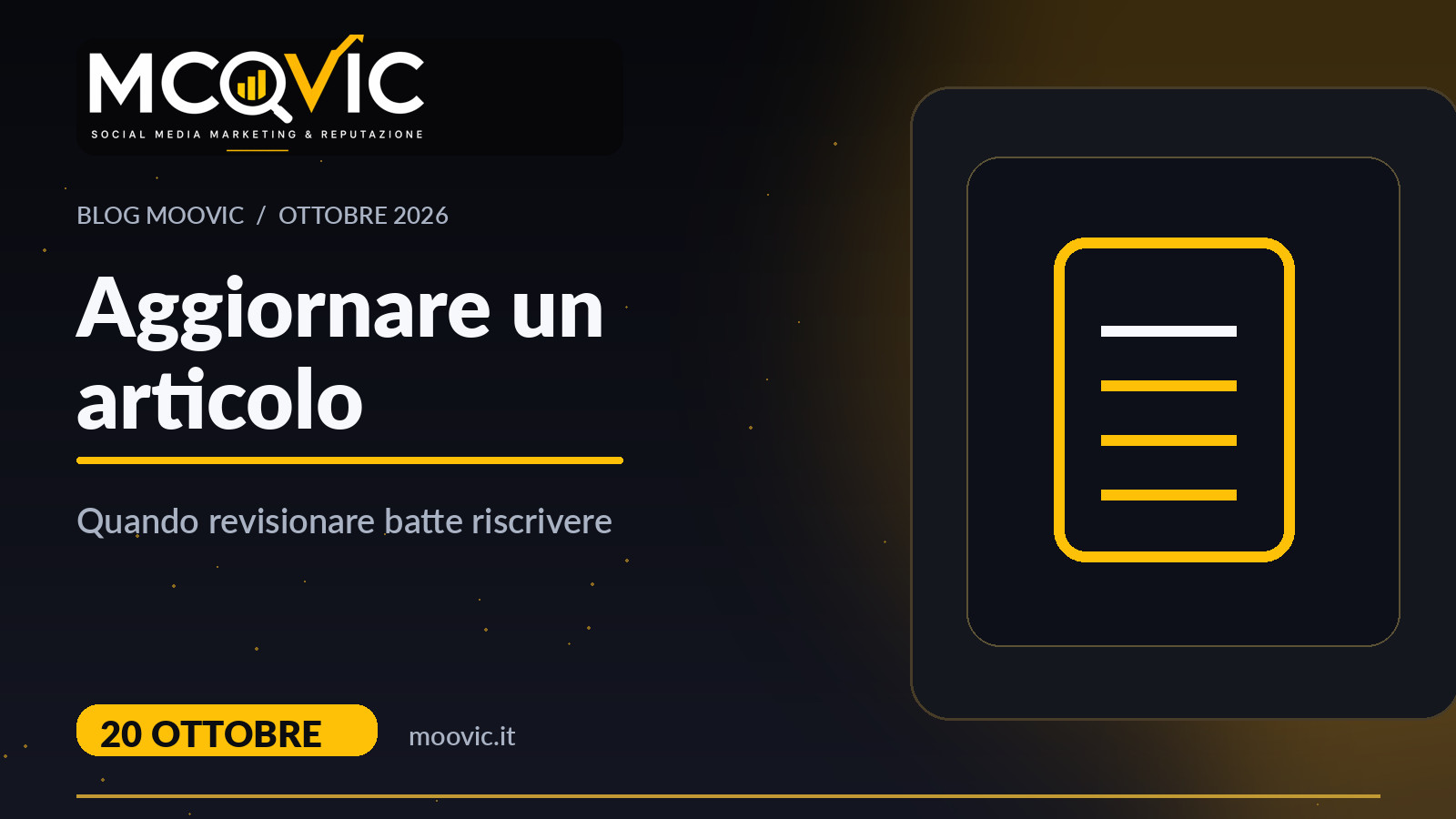 Aggiornare un articolo: quando revisionare batte riscrivere, copertina Moovic