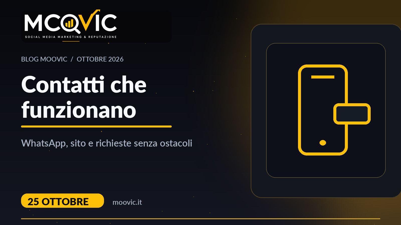 Contatti che funzionano tra WhatsApp, sito e scheda Google, copertina Moovic